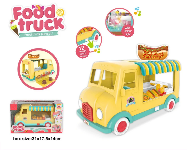 Food Truck Ice Cream Truck Car Toy Pink Color Food Truck Toy With Light
