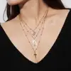 Fashion Initial Necklace Set of 3 Layered Disk Necklace Gold Plated Multi Layer Long Necklace
