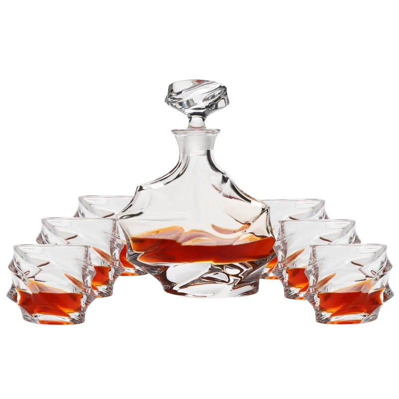 

Trending amazon high quality luxury creative twist crystal whiskey glass set, Clear