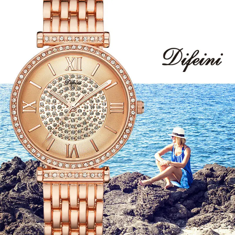 

Rhinestone Ladies Watches Women Fashion Casual Dress Quartz Gold Wrist Watch, Rose gold. silver. gold