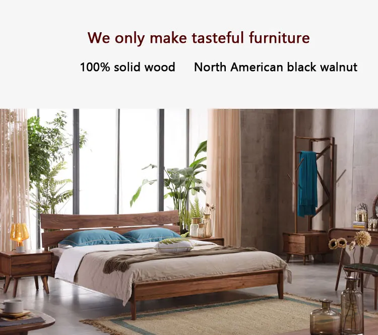 Nordic Contracted Single Solid Wood Double Beauty King Size Bed