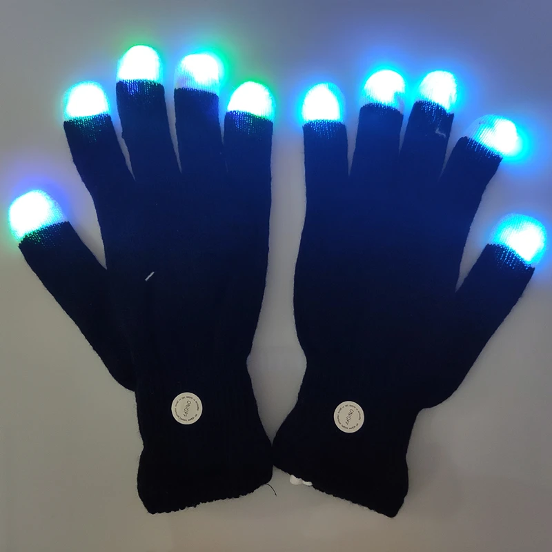 paia di LED lampeggiante dito illuminare Rave Guanti Cinque Party Pack 