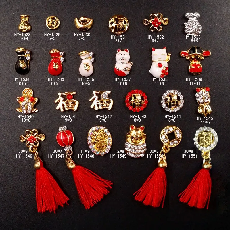

Free Shipping New 3d Nail Charms Nail Art Design Point Back Different Shape Red Jewelry Nail Tips Rhinestones