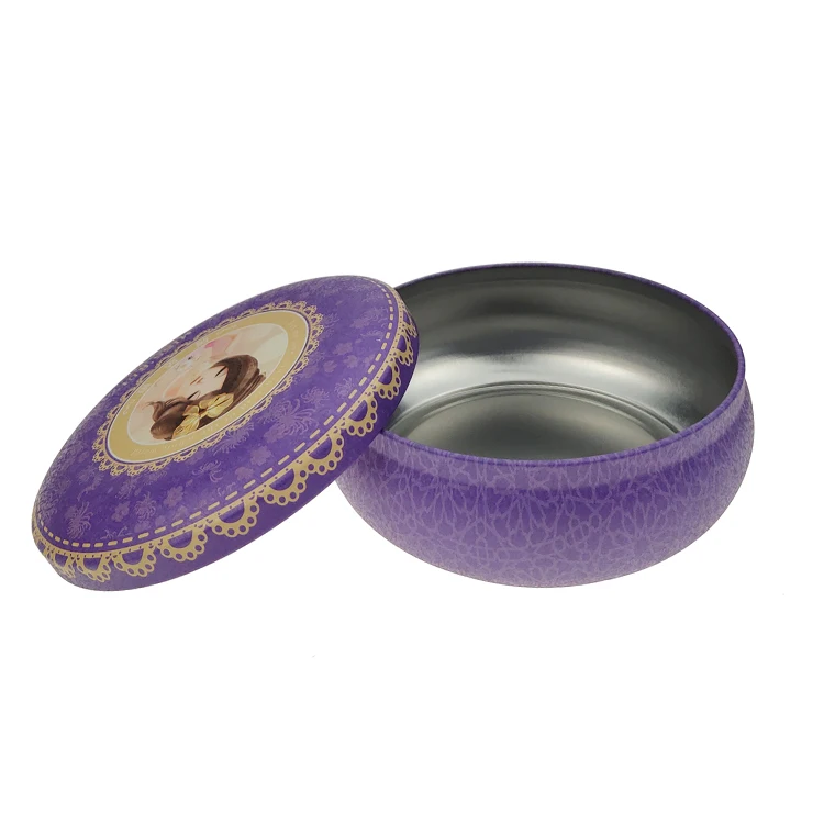 
110*58mm wholesale custom print short round metal candle tin box 