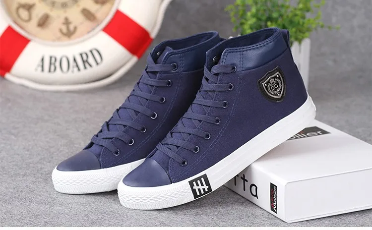2016 New Spring/Autumn Men Casual Shoes Breathable Black High-top Lace ...
