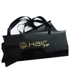 Custom gold lolgo extension hair packaging black pillow box for 3-4 bundles hair boxes