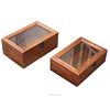 Glass top lid spray color pine wooden jewelry box
