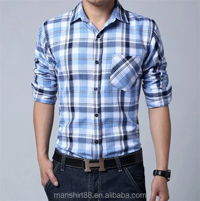 

High quality Men shirts casual sand plaid long-sleeved shirt men's cotton