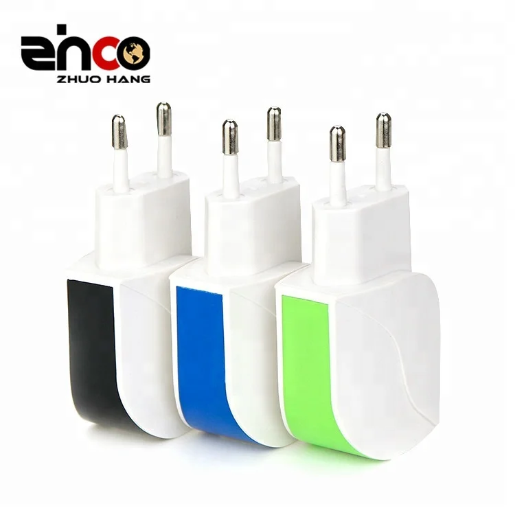 

ZHCO High speed new design wall charger output 5V 2.1A input 100-240v-50/60Hz dual USB port wireless travel charger, Black blue green