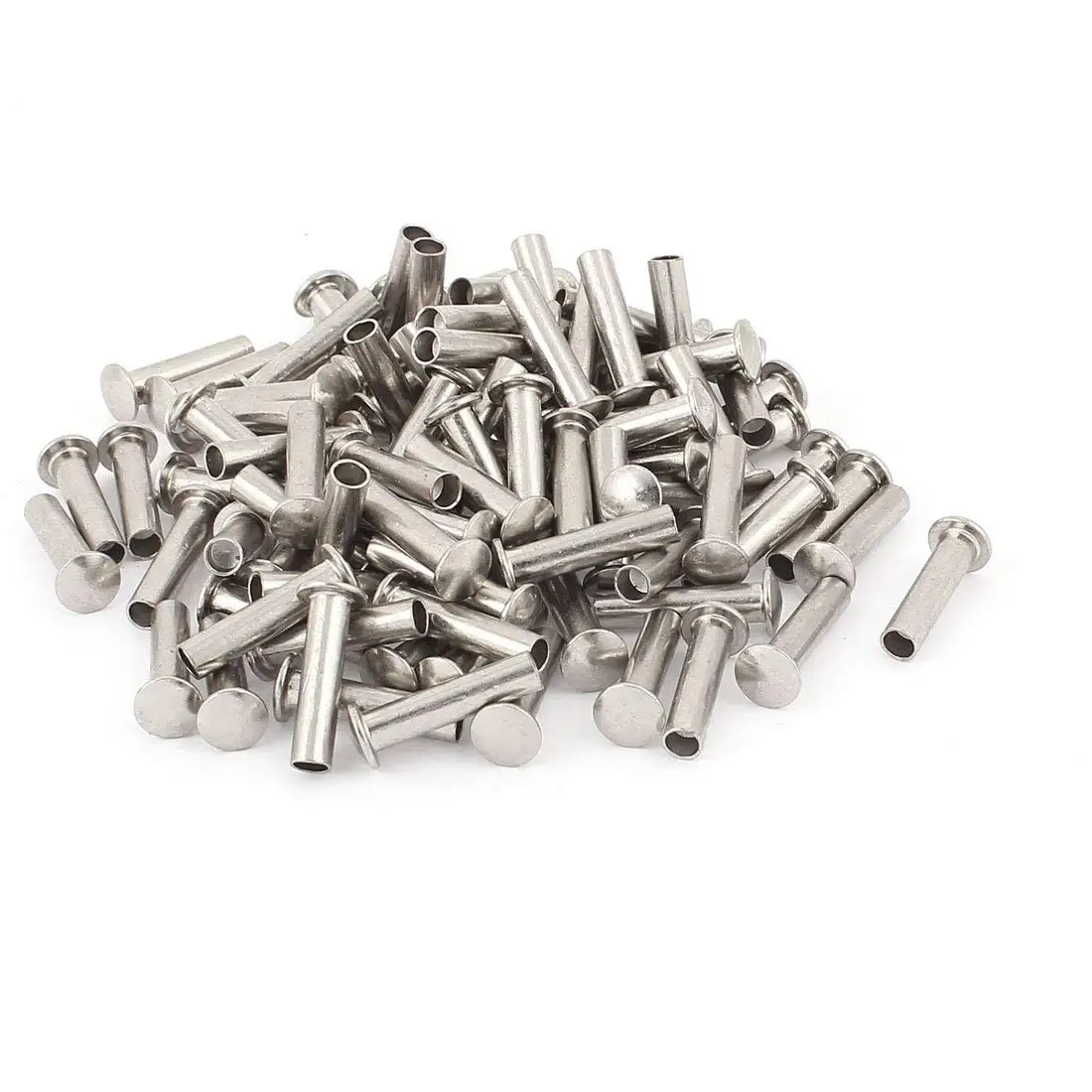 100 Pcs 9/64 X 1/4 Steel Tubular Rivets Zinc Plated Truss Head Semi ...