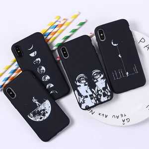 Outer Space Planet Stars Moon Spaceship Soft TPU Silicone Matte Case For iPhone 6 6S 8 8Plus X 7 7Plus XS Max