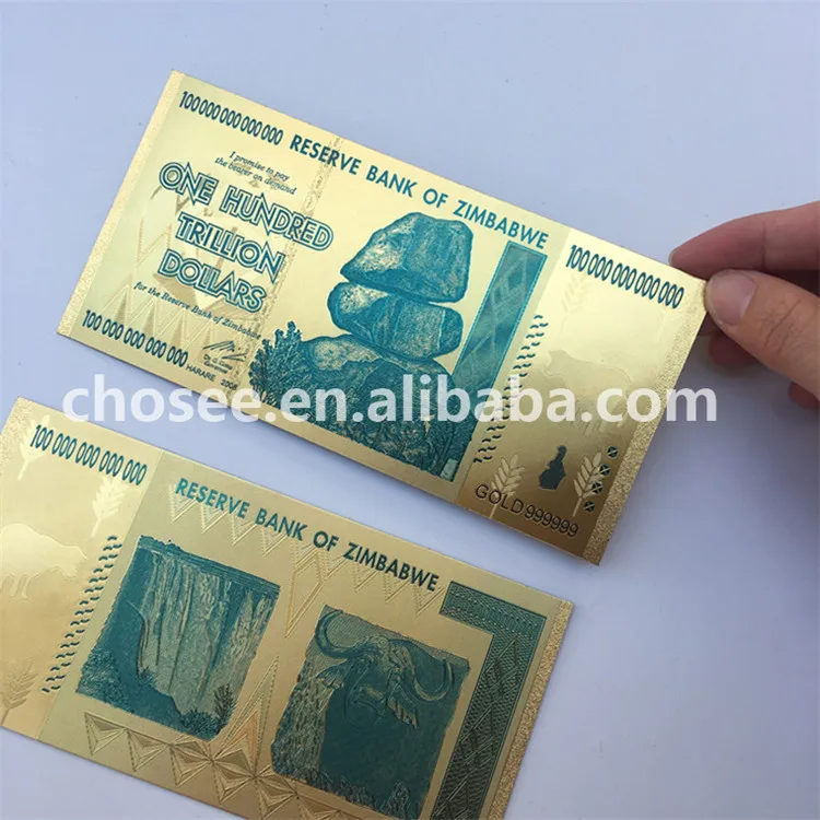 Producto En Oferta Hoja De Oro De 24k 100 Mil Millones De Billetes De Zimbabue Para Coleccion Buy Hot Sell 24k Gold Foil 100 Hundred Trillion Zimbabwe Banknotes For Collection Zimbabwe Dollar 100