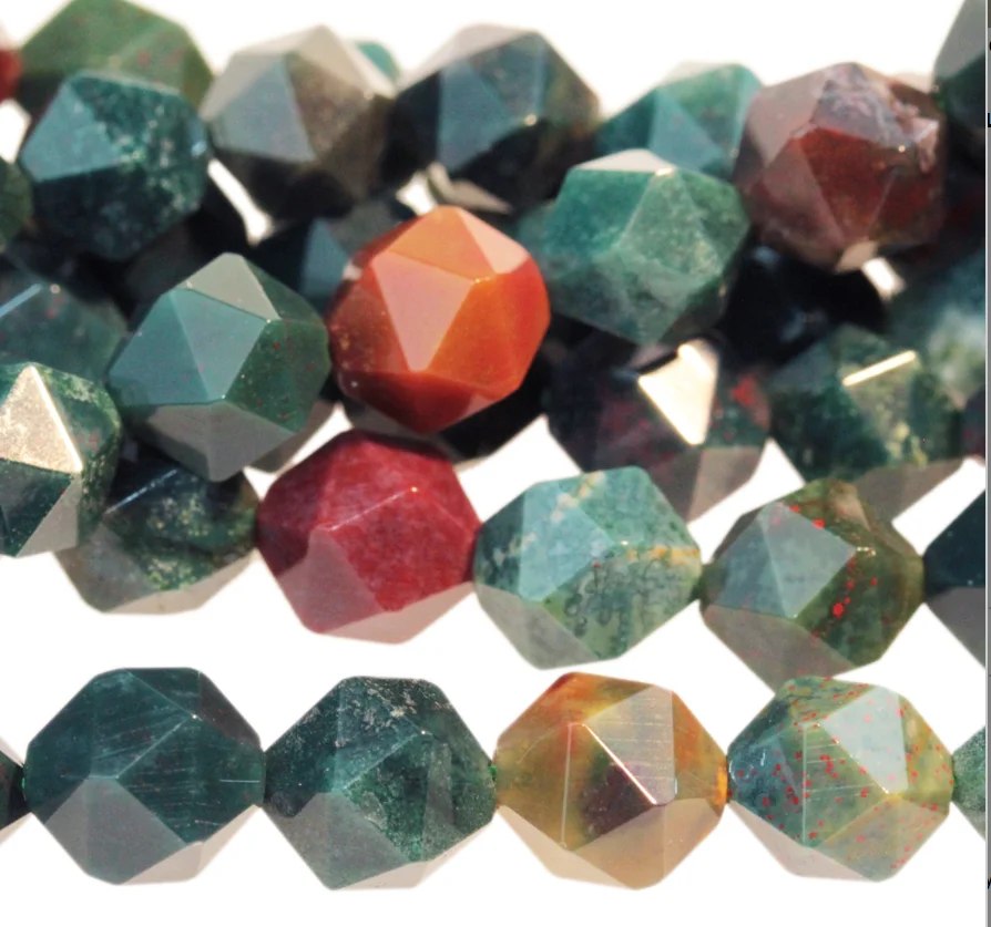 loose faceted bloodstone gemstone beads green semiprecious