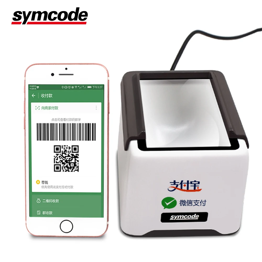 symcode mj-310 超市价格检查支付宝 qr 码扫描仪 usb 端口有线桌面