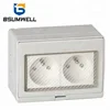 French Style IP55 Electrical Wall Mounting Waterproof 250VAC 16amp 3 pin plug socket16amp16A 3pin 2 Gang double Socket