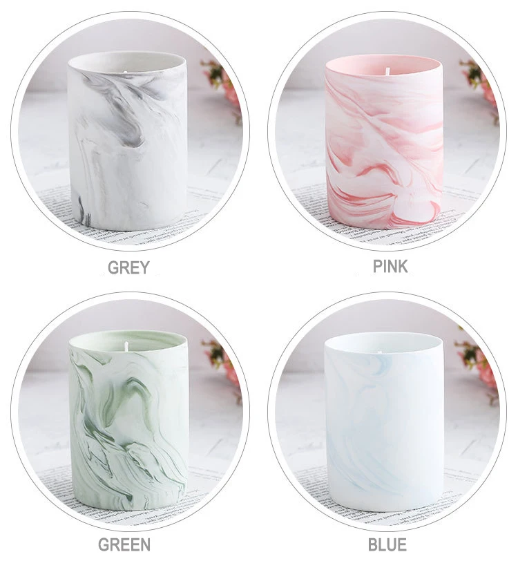 Popular OEM marbling natural soy wax candle jar with lid