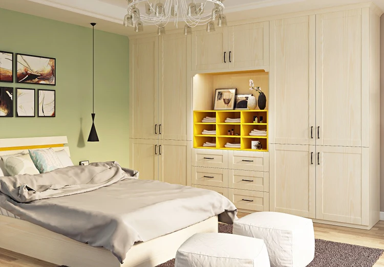 German style Hotel Bedroom White Simple PVC wardrobe
