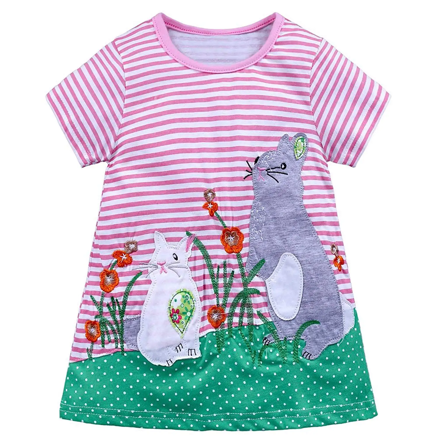 Ruffle T-Shirt Tops+Cartoon Rabbit Skirt Set Outfits 2pcs CSSD Toddler Baby Kids Girls Clothes