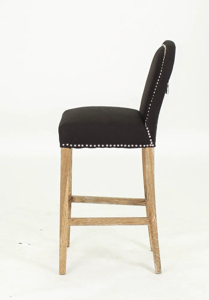 
Black fabric bar stool with ring back 