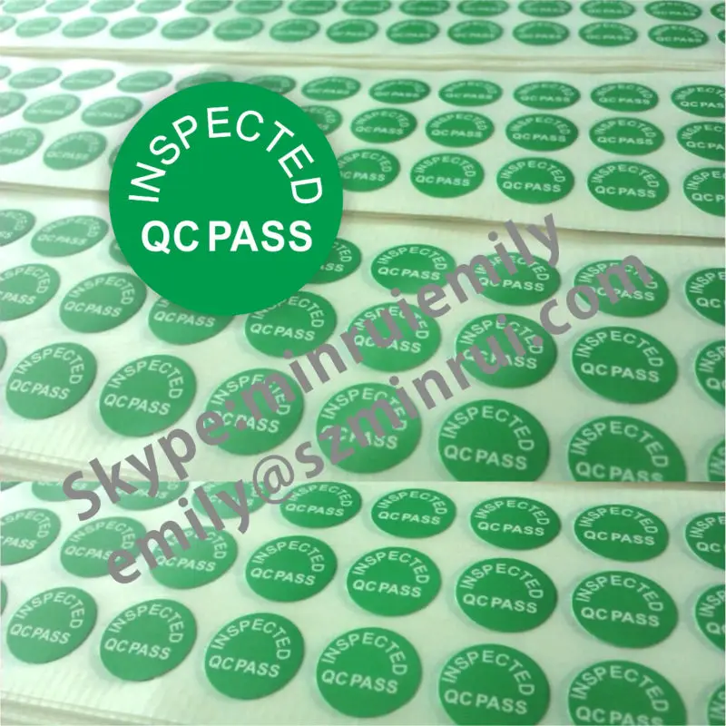 Custom Green Self Adhesive Qc Passed Stickers,Green Round Qc Passed