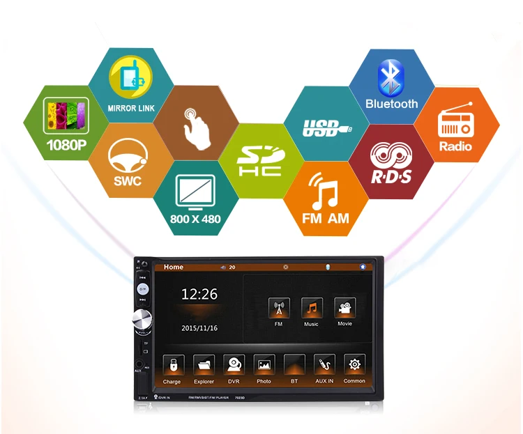 Hinz Auto Electronics 7'' Touch Screen Wince Double Din Car Stereo For