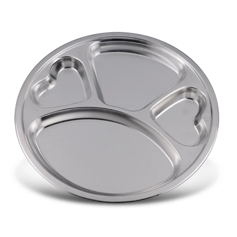 Cheap Serving Trays Cutlery Stainless Steel Round Compartment Tray