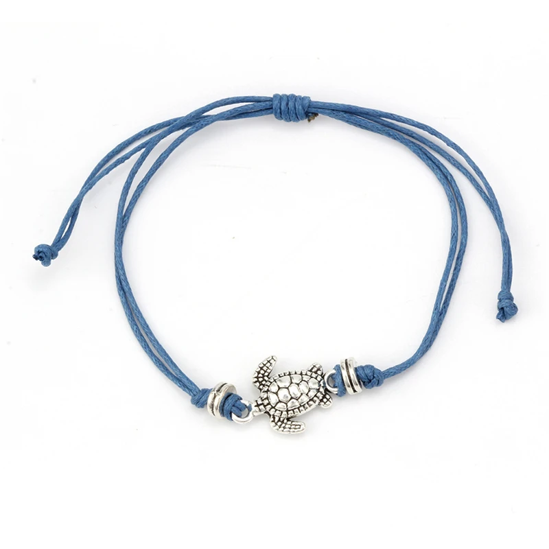 

GT Accessories Beach Blue Rope Sea Alloy Turtle Charm Bracelets Wholesale, As picture