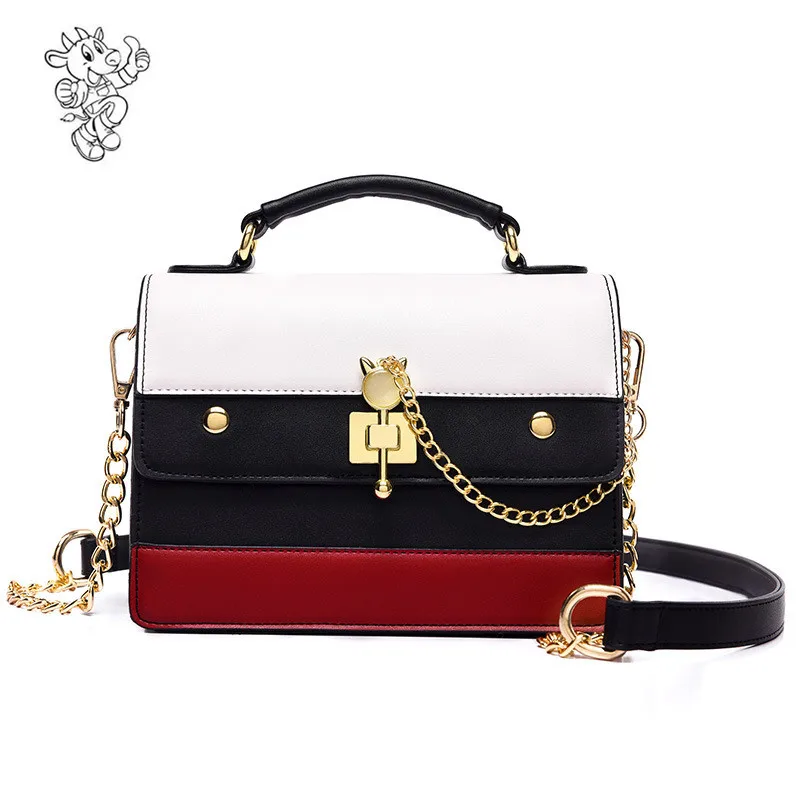 

2020 new arrivals chi design color matching pu leather women hand bags branded female handbags