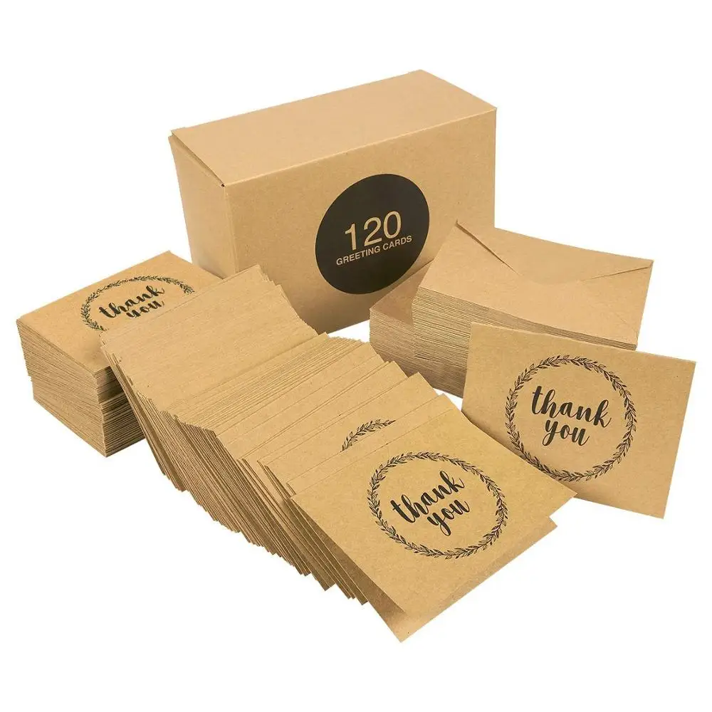 
2018 Amazon hot selling 100 Thank you cards pack 120 thank you cards with envelope 