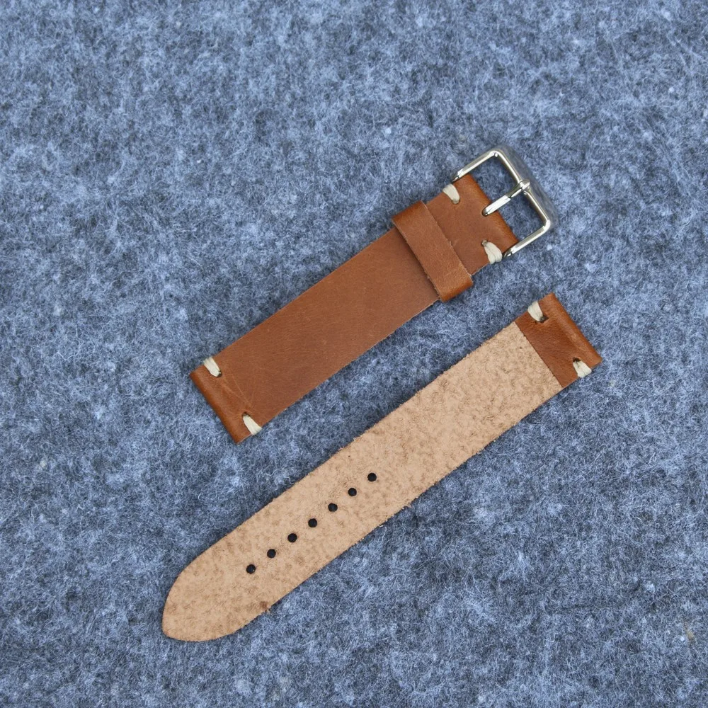 Wholesale Brown 2 Piece Of Leather Watch Band In 20mm/22mm/24mm With
