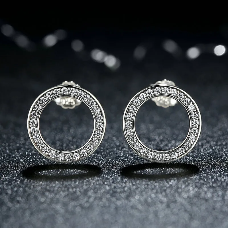 

Accessories Women Clear Cz 925 Stud Sterling Silver Circle Round Earring