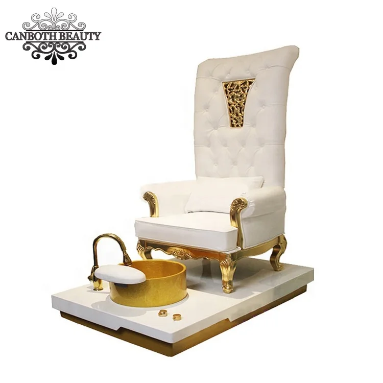 

High back gold nail spa pipeless throne pedicure chair with sink CB-FP007, Optional