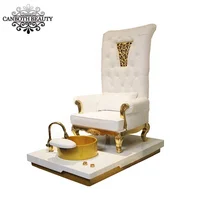 

High back gold nail spa pipeless throne pedicure chair with sink CB-FP007