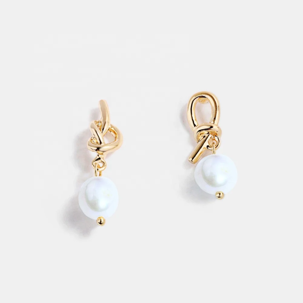 

Amazon Hot Sale Ins Style Geometric Gold Plated S925 Silver Post Irregular Freshwater Pearl Earrings For Women