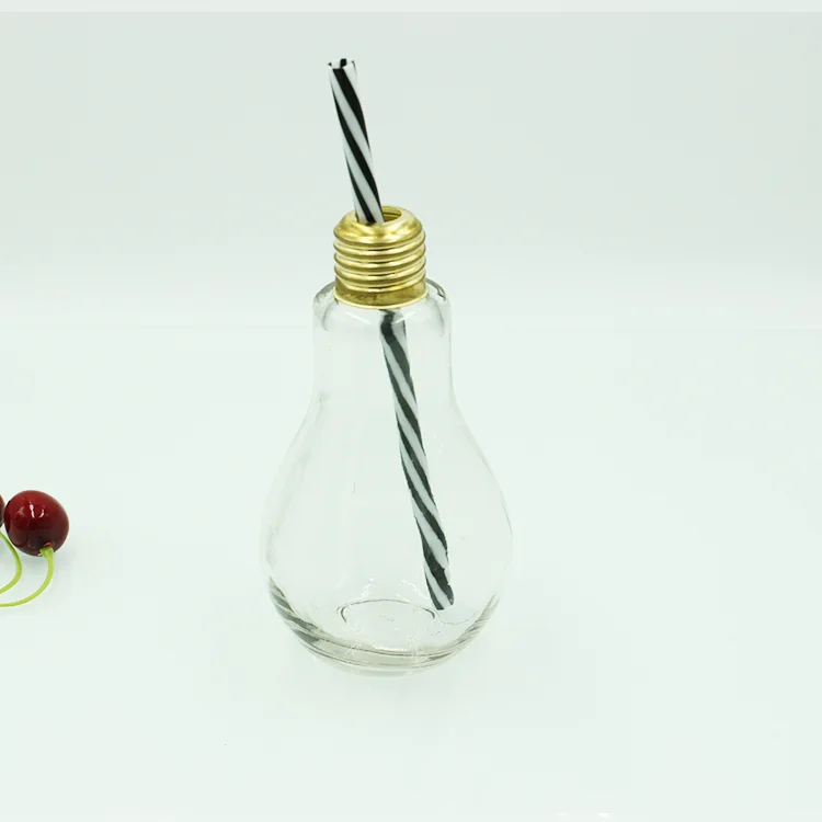 Ice Cold Drink Glass Bottle 400ml Light Bulb Bottle Glass For Juice ...