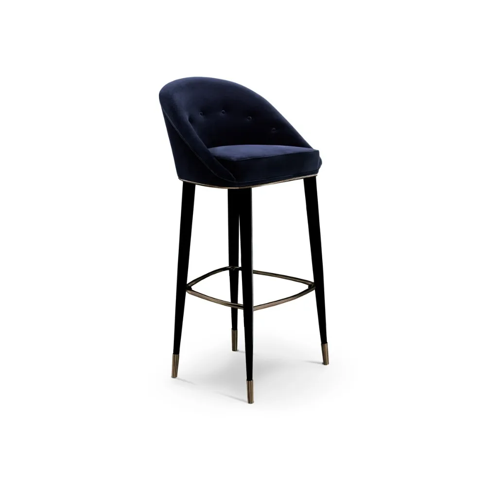 Commercial Luxury Baroque Velvet Cover Round Back Bar Stool Chair Wood Legs Buy Luxury Baroque Bar Stool Chair