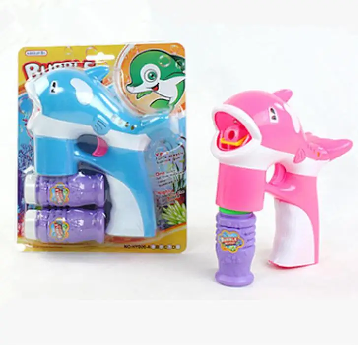 Children's Dolphin Inertia Bubble Gun Rehydration Toy Glow Blow Bubble