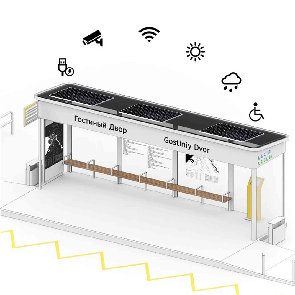 product-Smart Multifunction Outdoor Advertising Steel Bus Stop Shelter-YEROO-img-5