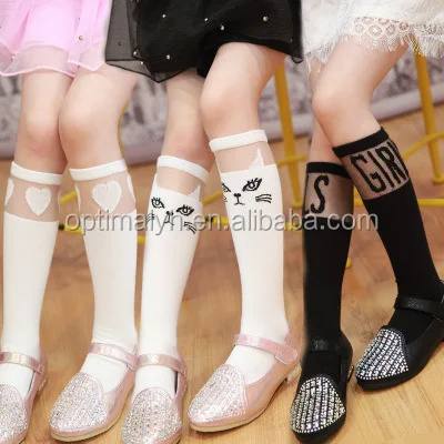 Wholesale kids socks school girls sock fashion knee high socks