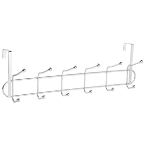 Image of Double metal household over the door hook coat hat hanger with 12 hooks
