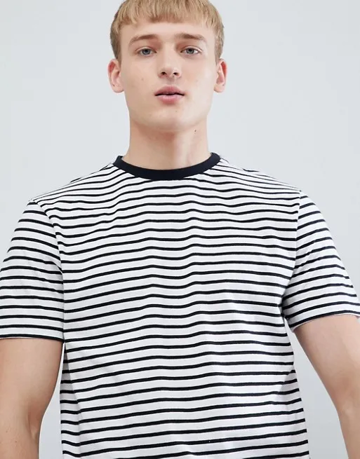 Wholesale Black And White Striped T-shirt Custom Stripe T Shirt Mens ...