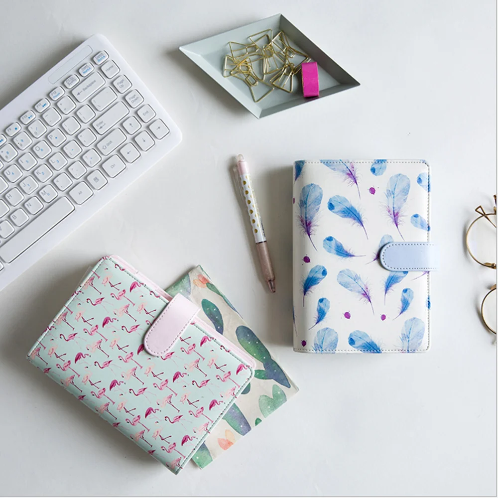 2018 Spiral PU Leather Notebook Diary Notepad Printing Note Book Replaceable Stationery Gift Traveler Journal with 6 Ring Binder