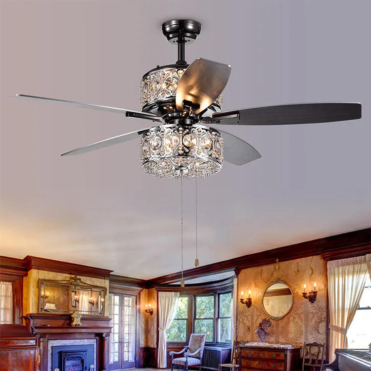
Luxury fashion energy star crystal ceiling fan lamp for living room 