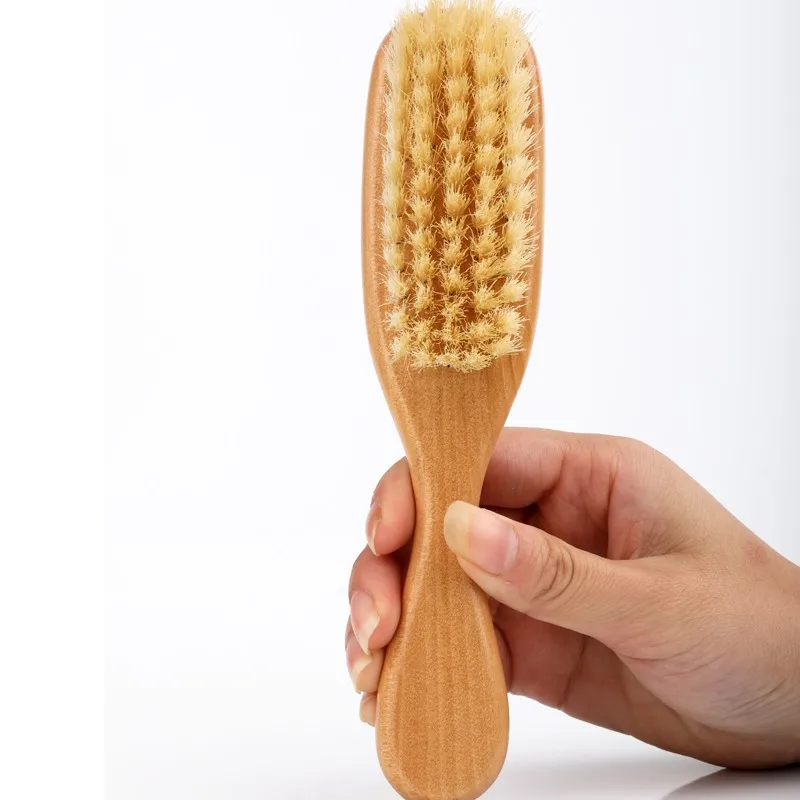 Natural Boar Bristle Kids Shower Hair Brush Baby Wooden Hair Brush Comb