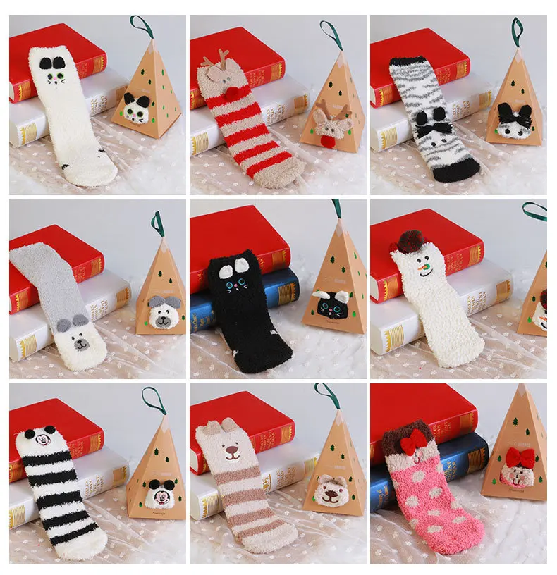 Triangular Box Packaging Animal Designs Toddler Boy Fuzzy Socks Buy