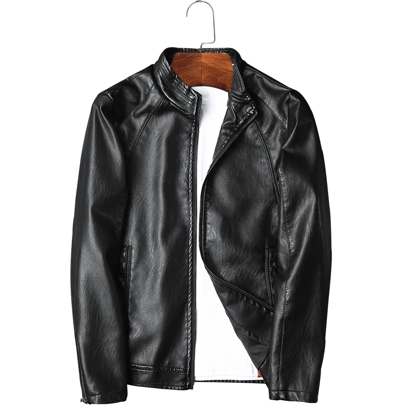 

Mens Genuine Real Motorcycle Jacket Slim fit Biker Jacket PU Leather Coat for Youth