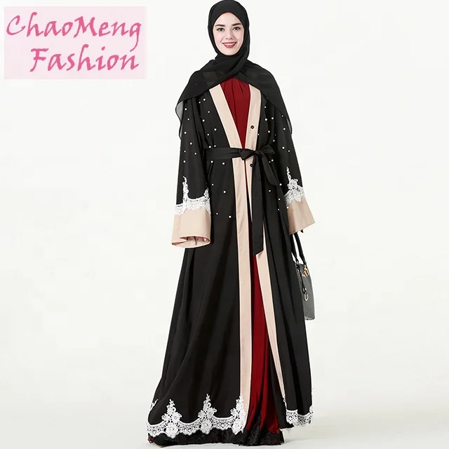 

1541# Sale 2017 muslim clothes modern fashion islamic clothing malaysia kimono dubai abaya, Black