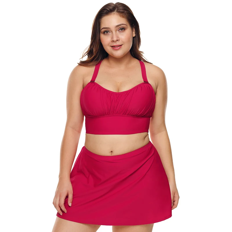 

2019 Women Red Wireless Push Up Two Pieces Plus Size Bikini, N/a