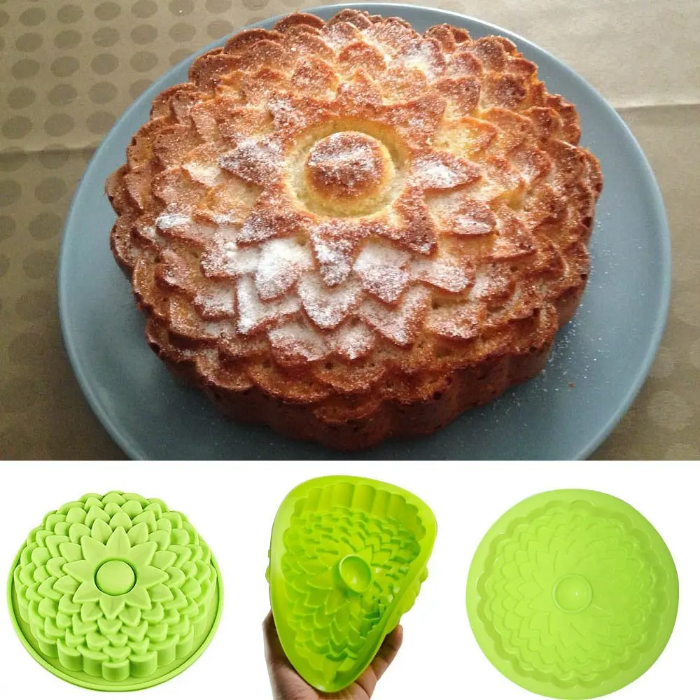 lujiaoshout Forma de la Flor 1 Pack Torta Antiadherente de Silicona del Molde de la Torta Pasta de azúcar Crema Batida de la fabricación de moldes para Hornear Inicio 