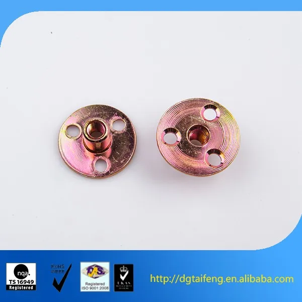 color zinc furniture round base brad hole t nut m10 or 3/8